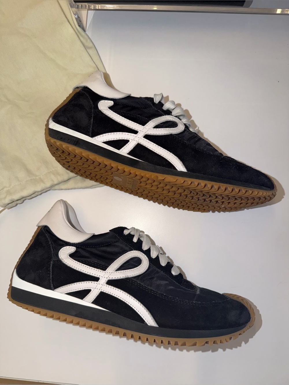 Loewe Black Suede Sneakers with White Accents